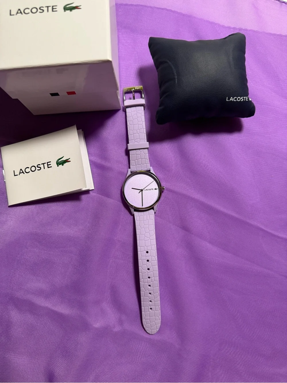 Lacoste Lavender Silicone Crocodile-Textured Women's Watch